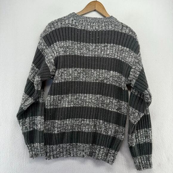 Vintage Trend Basics Sweater Mens medium Gray knit Preppy Grandpa Pullover Sheer - Picture 6 of 6